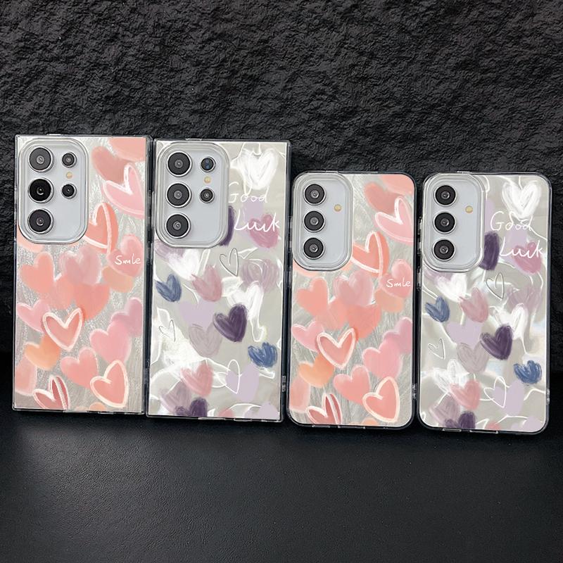 Чехол для телефона Samsung S25 Ultra S24 FE S23 A36 A56 A16 A55 с блестками и узором в виде сердечек и перьев, блестящий, ударопрочный, из ТПУ, с мягким краем, тонкий чехол