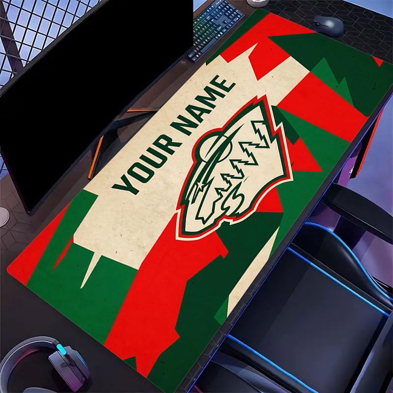 Custom Name,Minnesota Wild Mouse Pad, Large Gaming Desk Mat, Non-slip XXL Mousepad for Laptop & Tablet, Mini PC Playmat with Stitched Edges