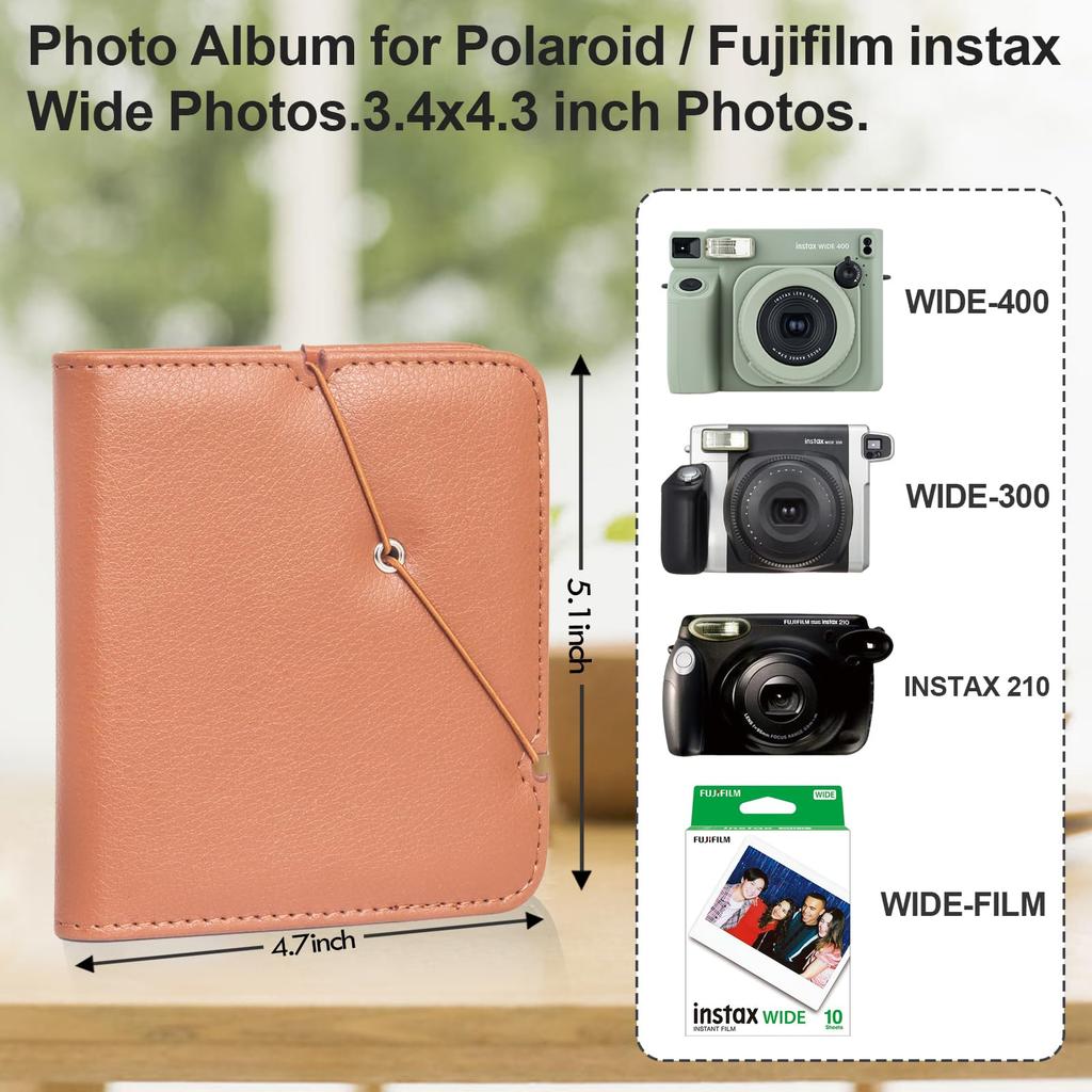Rieibi FUJIFILM Instax Cute Instax Compatible with Polaroid Instax Instax Album Inch Holds 28 Can Also Store Business Cards and Cash PU Album for