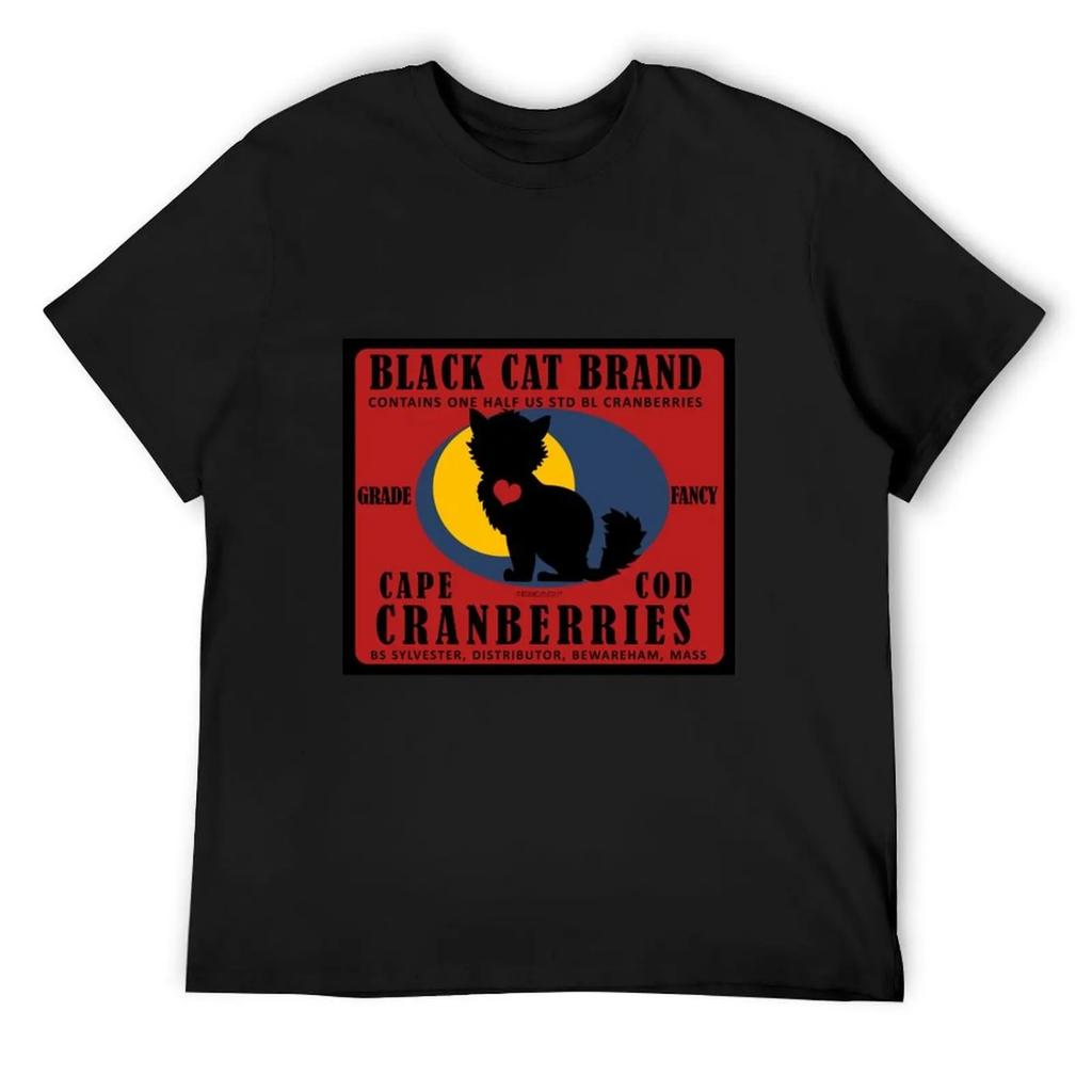 Black Cat Brand Cranberry label T-Shirt custom shirt cute clothes men clothes