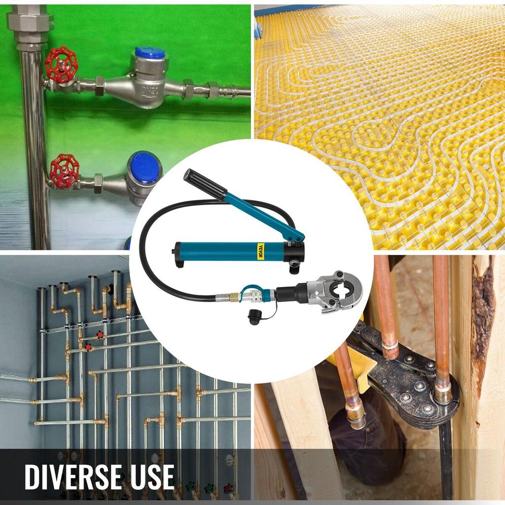 6T Hydraulic Crimping Tool V12-28mm TH16-32mm Press Pliers, V-shaped/TH-Shaped Pipe Crimping Pliers, Jaws 360° Head Hand-Held Press Pliers PE-X