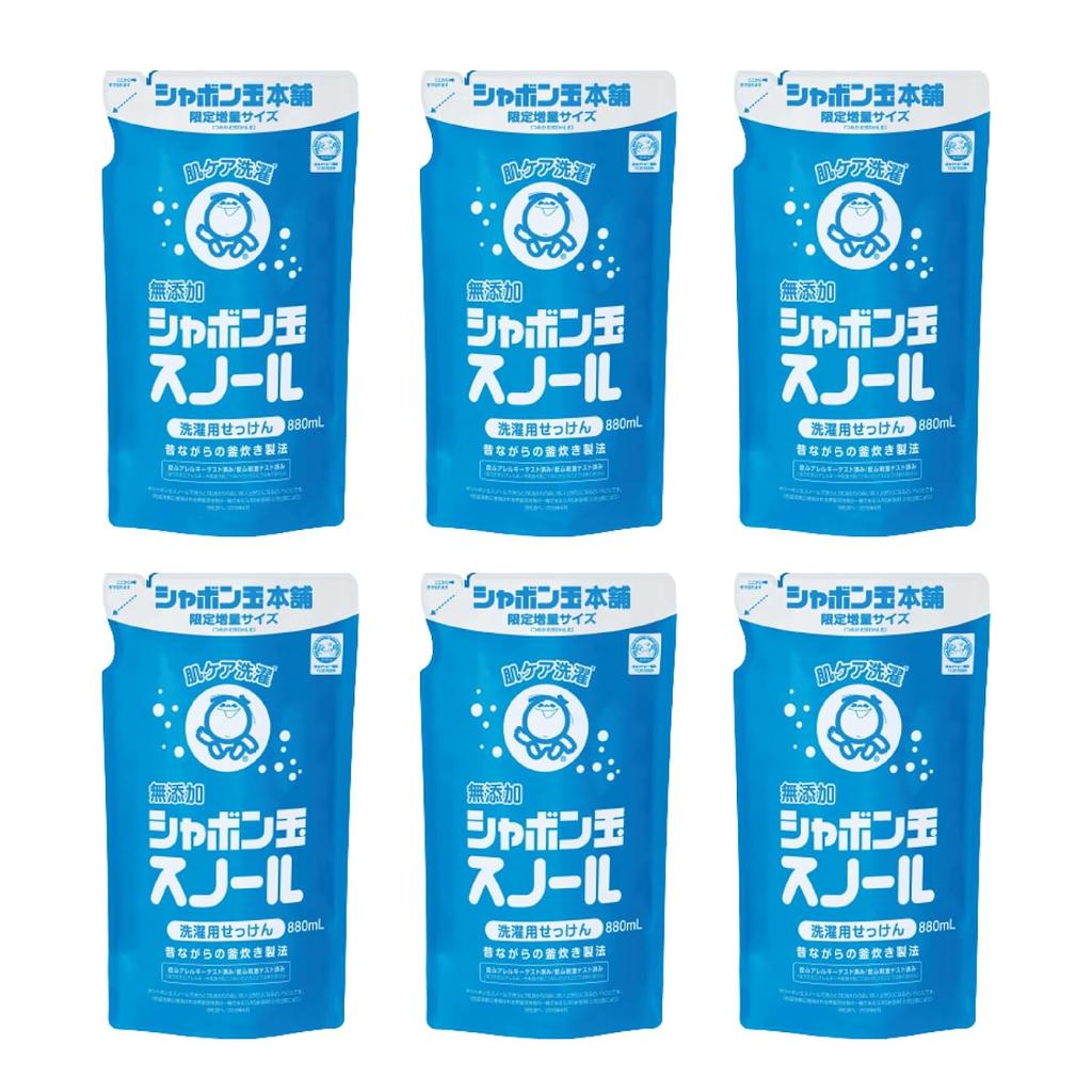 Bulk Purchase Shabondama Additive-Free Soap Laundry Liquid Detergent Snowl Refill Softener-Free Fragrance-Free 880mL6 pieces