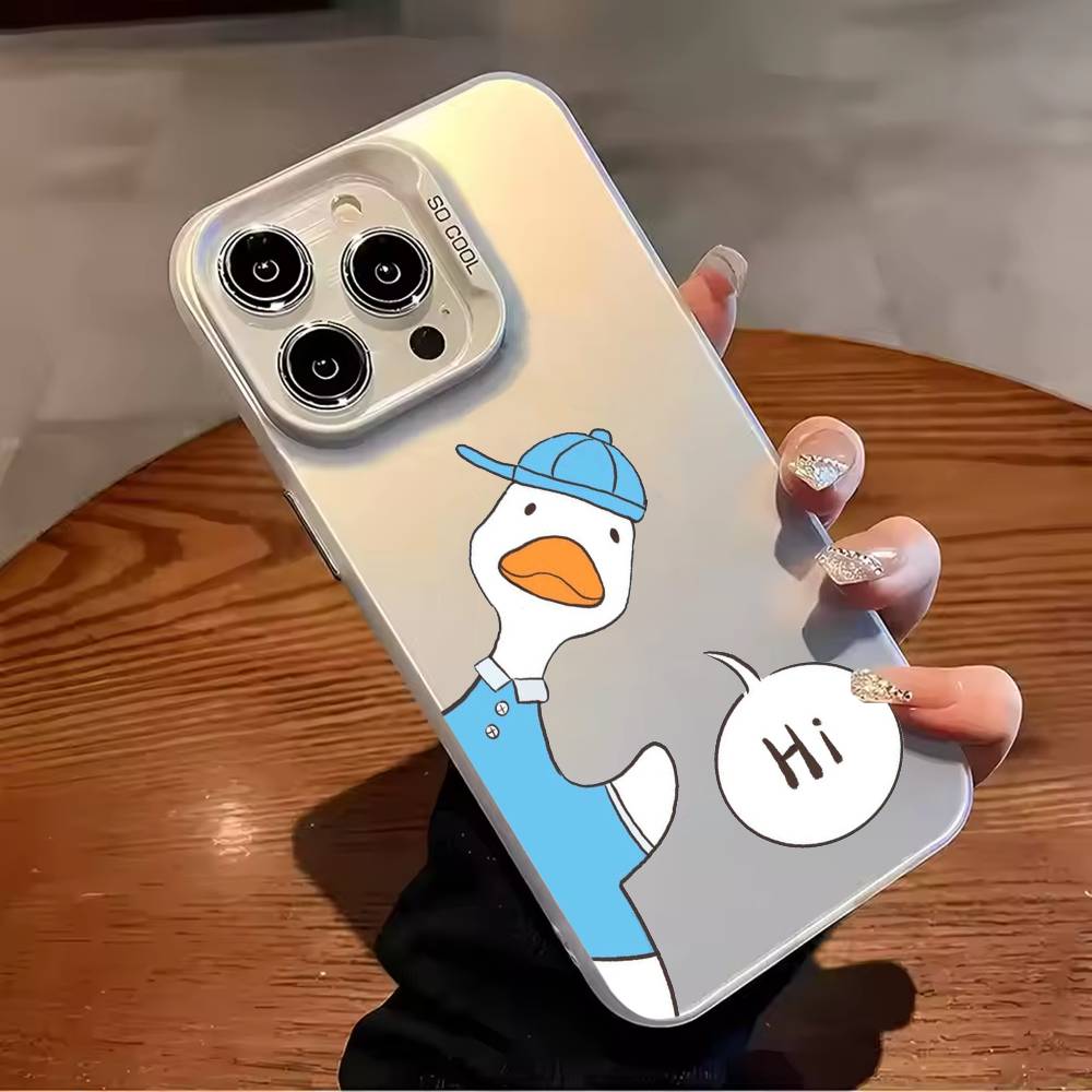 cute duck couple wallpaper Phone Case For iPhone 17,16,15,14,13,12,11,Pro Max,Plus Candy Silver Cover