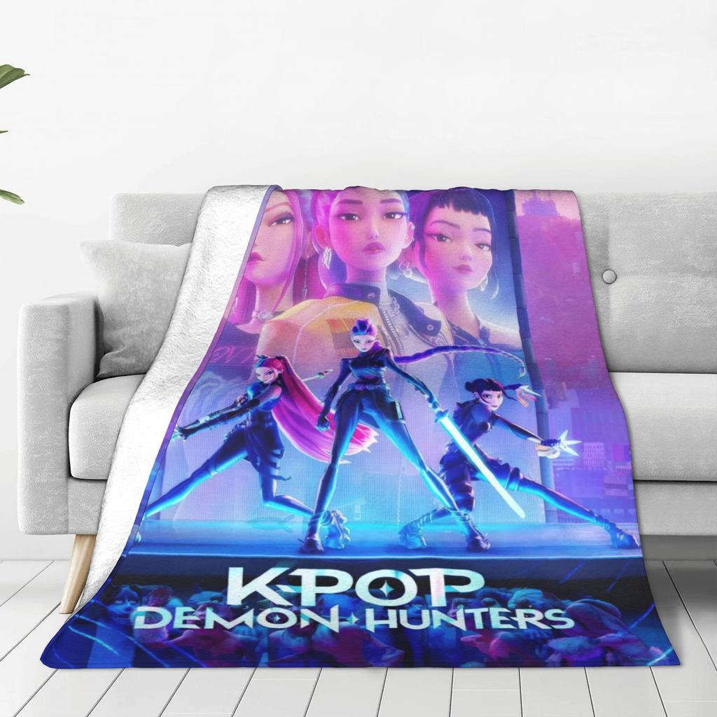 K-pop Охотники на демонов Плед Качественный Мягкий Теплый Плед-покрывало Зимний Детский Гостиная Эстетичный Покрывало