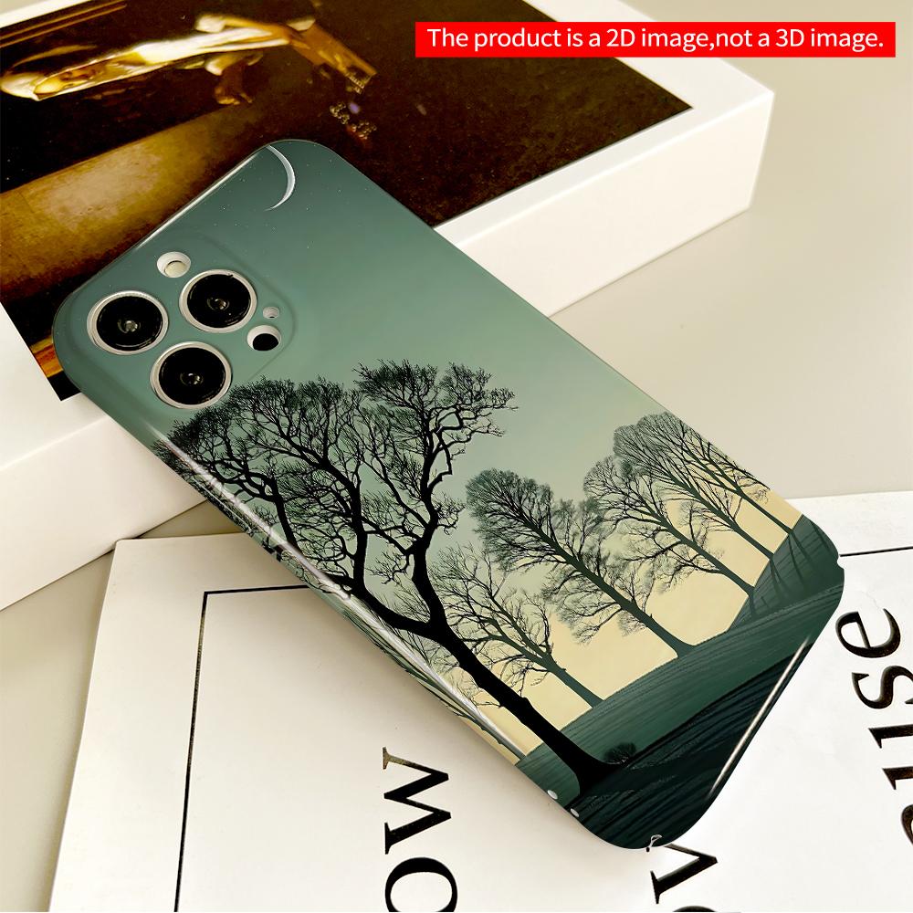 Moonlit Trees Silhouette Landscape All inclusive film hard phone case, compatible with iPhone 18 Pro Max 17 16 15 14 13 12 11
