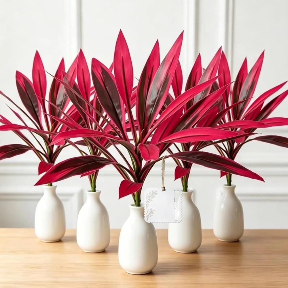 Realistic Leaves Fake Tropical Palm Plants Plastic Shrub Cordyline Fruticosa Plants Living Room