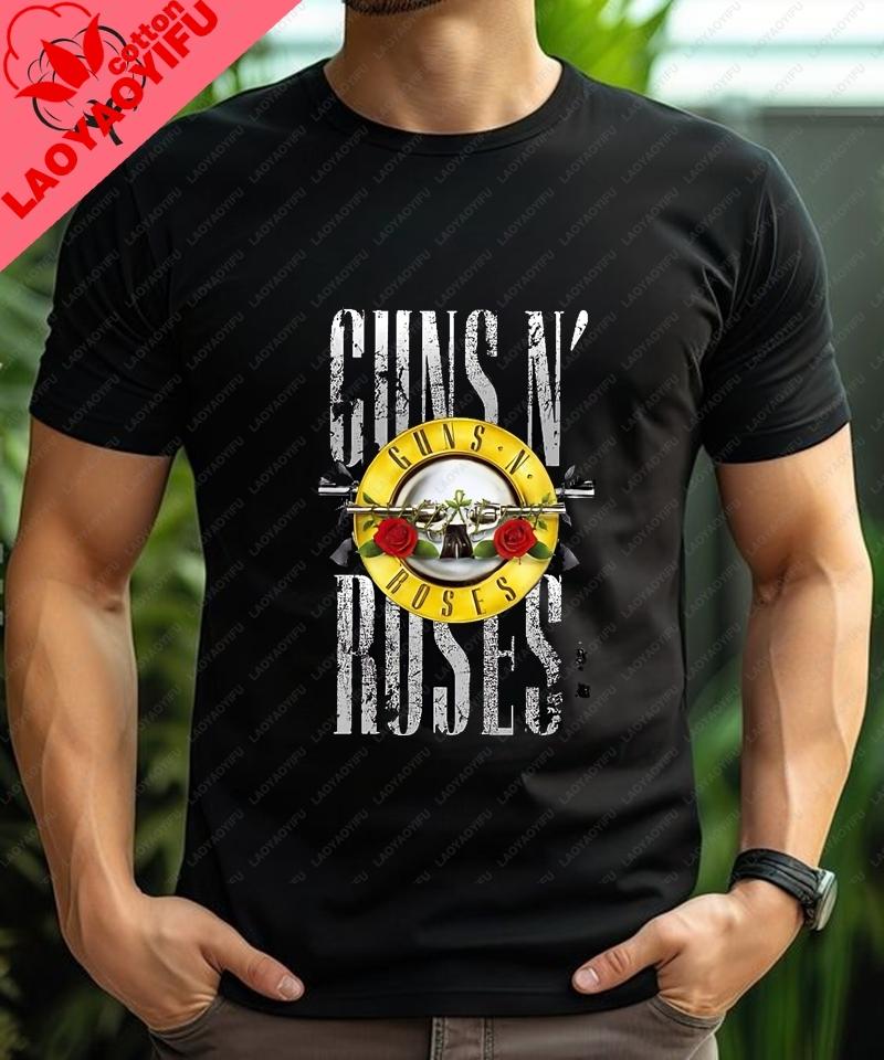 Guns N Roses Рок-группа Мода Ретро Свободные Футболки с коротким рукавом Летний Тренд Харадзюку Унисекс Футболки Оверсайз Футболки