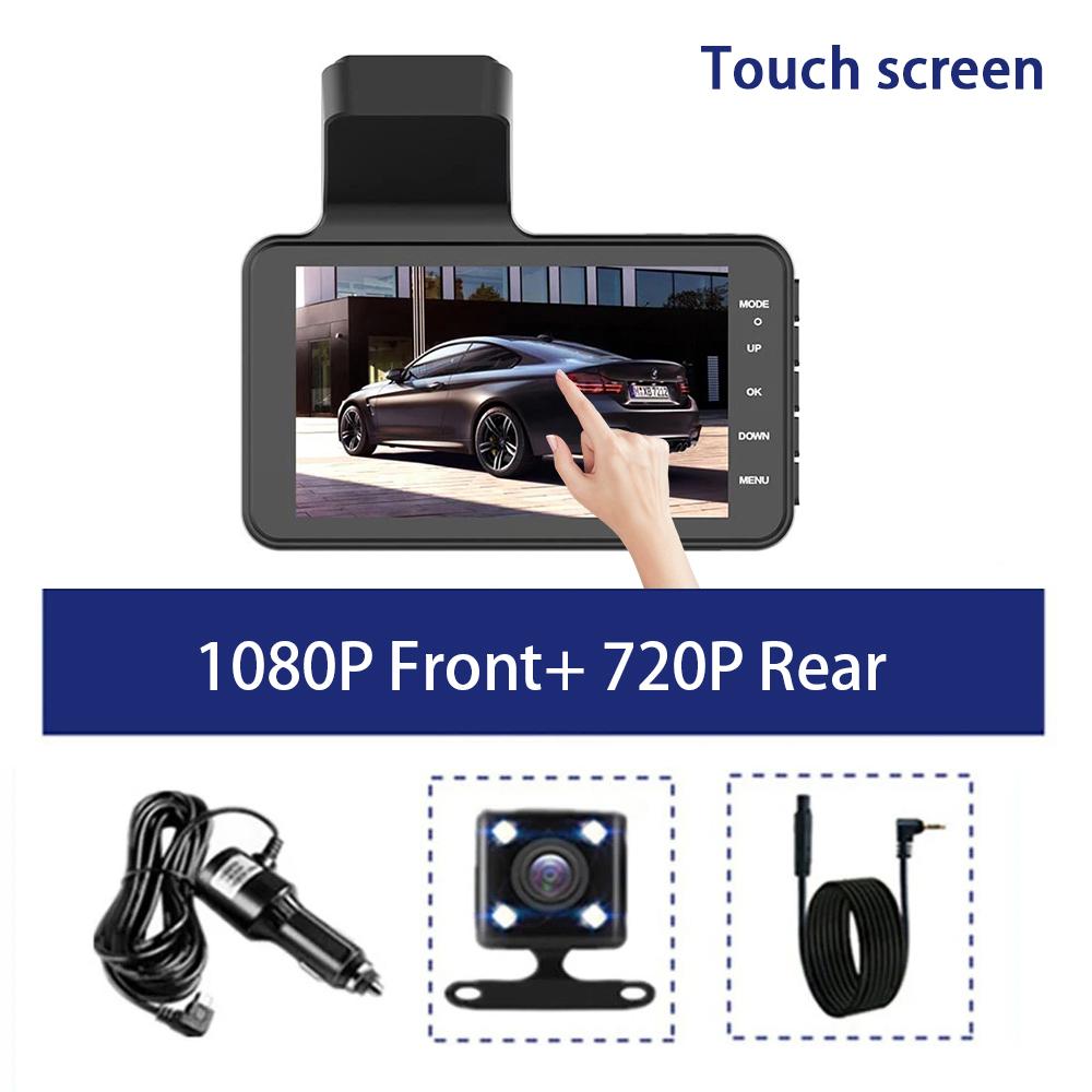 HD 1080P Dash Cam Car Dvr Driving Recorder 4inch Dual Lens Front Rear View Motion Detection Hidden Type Vehicle Black Box