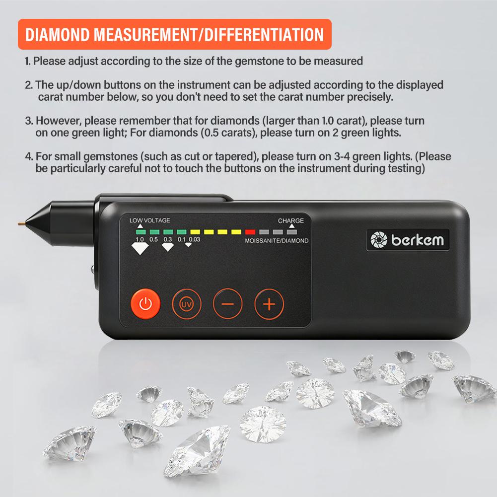 Yieryi Rechargeable Diamond Tester Pen Moissanite High Accuracy Jewelry Selector Tool with UV Light Type-C for Gemstone Stone