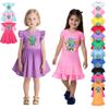 5193 Kids Girls Steal a Brainrot 67 Six Seven Printed Ruffle Short Sleeves Casual Dress