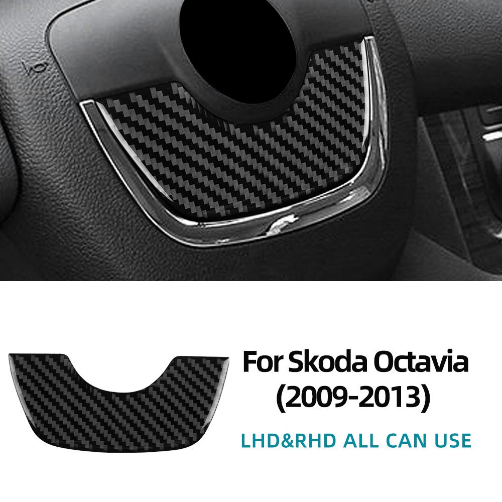 Real Soft Carbon Fiber Steering Wheel Logo Ring For Skoda Octavia 1z3 1z5 A5 2009 2010 2011 2012 2013 Car Interior Accessories