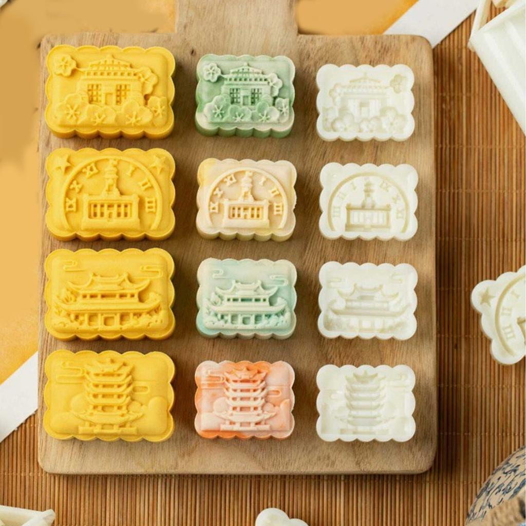 Пресс-форма для лунных пряников 25/50 г с 4 сменными штампами, функциональная форма для выпечки праздничного печенья и десертов