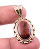 Natural Mahogany Obsidian Gemstone 925 Solid Silver Two Tone Pendant 1.5" M0E38