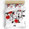 Red Rose Flower Plant White Duvet Cover Bed Bedding Set Home Textile Quilt Cover Pillowcases Bedroom Double Bedding Set No Sheet