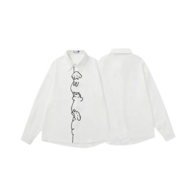 Женская рубашка с длинным рукавом Little Dog, однотонная, на одной пуговице, с отложным воротником, блузка простого стиля, женский осенний топ