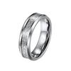 Oakky 6mm unisex Tungsten Steel Inner Arc Chamfered Edge Carbon Fiber Meteorite Inlaid Wedding ring statement promise comfort fit silver size 21
