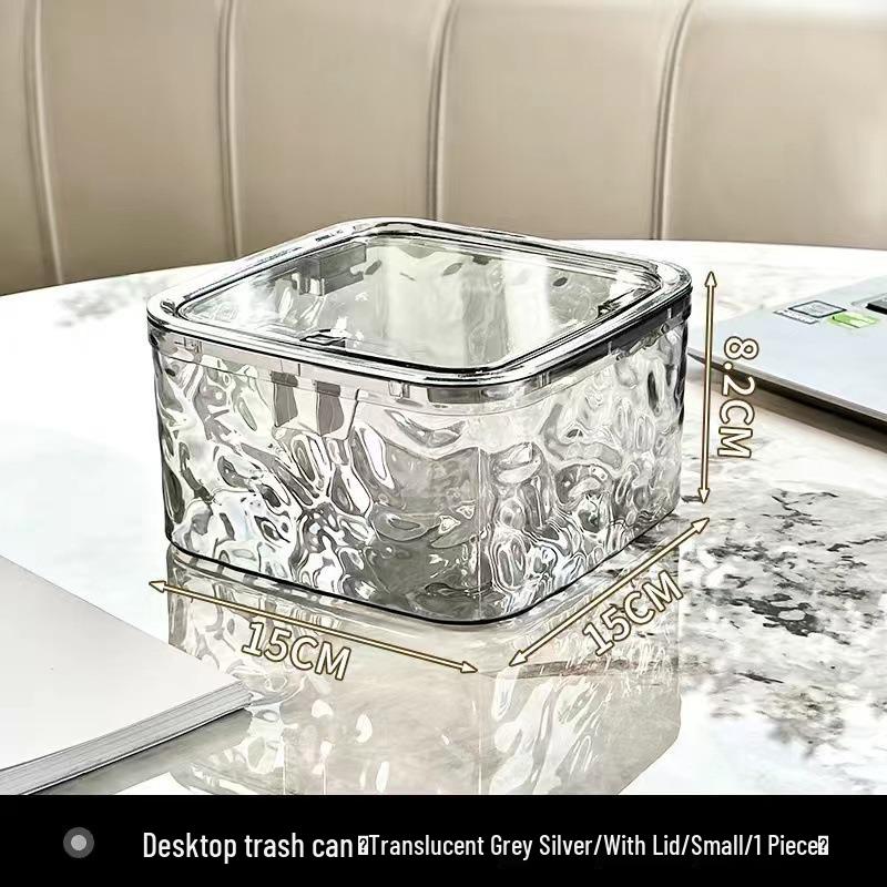 Compact Desktop Trash Bin with Lid, Press-Type Pop-Up Wastebasket for Kitchen, Dining, or Office Use