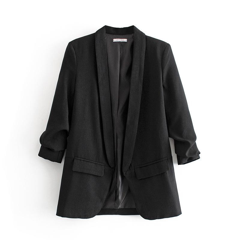Spring and Autumn Commuter Urban Leisure Versatile Candy Women's Pleated Sleeve Blazer