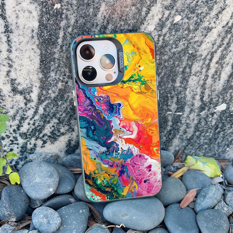 New Retro Color Texture Pattern Phone Case For iPhone 15 14 Pro Max Plus 16 Pro Max 13 Mini 12 11 Pro Max Shockproof Laser Cover