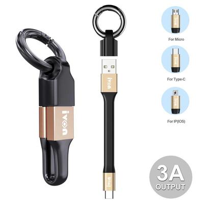 Портативный короткий мини-брелок для зарядки 2 в 1 USB-кабель для передачи данных для iPhone Samsung Xiaomi 3A Кабель для быстрой зарядки Micro USB C Type C