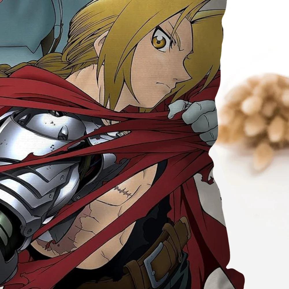 Anime Fullmetal Alchemist Brotherhood Pillow Case Square Pillow Bedroom Sofa LeisureComfortCar Living Room Home Decoration 40X40