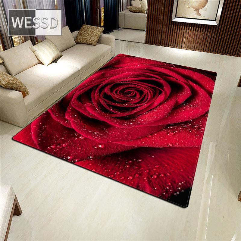 Ковер с розой, 3D коврик для гостиной, ковер с цветком, противоскользящий впитывающий коврик для ванной комнаты, кухонный коврик, домашний декор, коврик на заказ, большой ковер