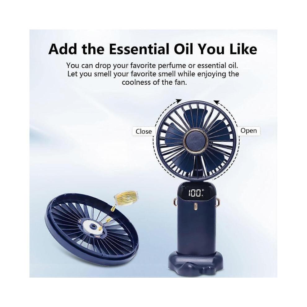 Handheld Fan, Portable Fan, USB Rechargeable Mini Fan, 5 Speed, Portable Fan Handheld with Power Display (Shenzhen Hailan)