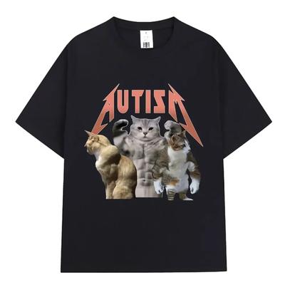 Футболка унисекс Buff Cats Autism Memory для фитнеса, спортзала, моды, хип-хопа, с коротким рукавом, женская летняя удобная футболка