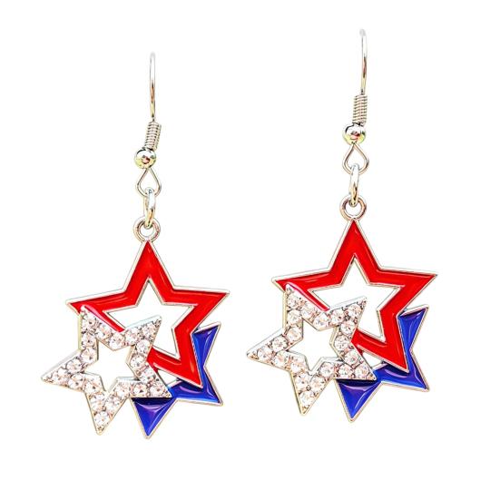 USA Flag Earrings for Women, Patriotic Red White Blue Earrings, American Flag Dangle Drop Earrings, 4th of July Independence Day