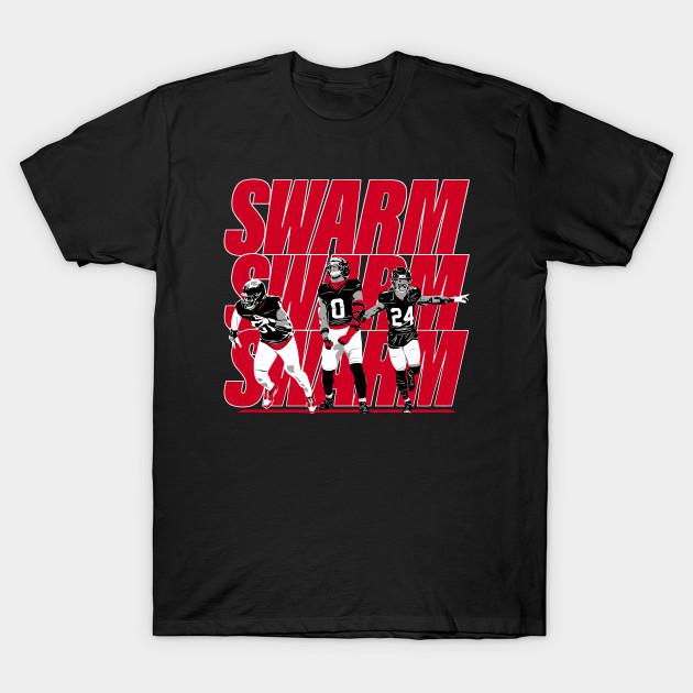 Asian Size Men Black Print T-shirt Texans Anderson Jr Al Shaair Stingley Jr Swarm No-Cut Heat Transfer Print Cotton Tshirt