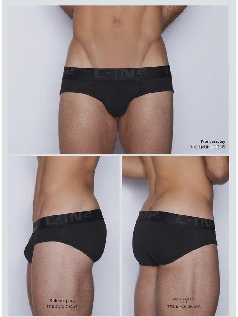 C-IN2 Men's Pure Cotton Low-Rise U-Convex Breathable Lift Briefs