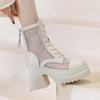 10cm Leather Thick Soled Mesh Boots for Women, New Hollowed Out Martin Boots. Small Stature Makes You Look Taller and Slimmer, Martin Boots