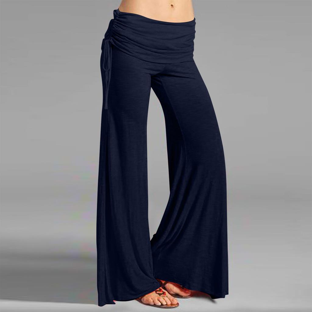 Women's High Waist Wide Leg Pants Casual Loose Fit Palazzo Lounge Yoga Pants with Drawstring