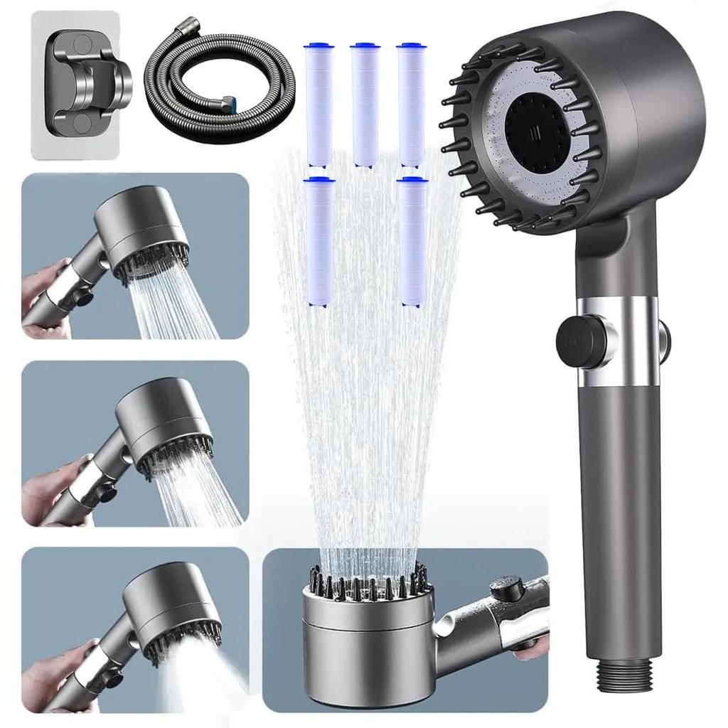 Ion Drops Shower Head with High Pressure,Multi-Mode Shower Head with 60 Inch Hose, assageable Shower Heads