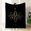 Golden Celtic Knot with Moon Design Printed Flannel Blanket for Bedroom, Living Room, Sofa, and Nap
