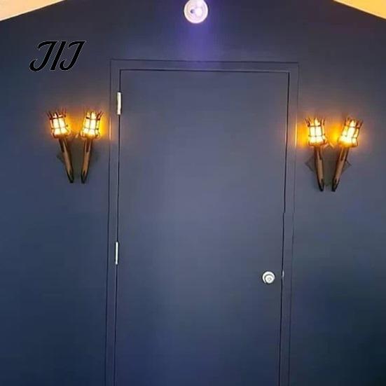 Wall Decoration for Medieval Theme Torch Sconce, LED Gothic Castle Decor Lamp, Artistic Sconce Script Killing Realistic Flickering Flame Light Themed