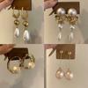 Silver Needle Zircon Pearl Tassel Earrings - Elegant Retro Design for Women