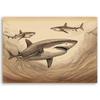 Canvas Print, Sharks Animals Vintage