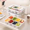 Eight-compartment Food Storage Box with Four Forks, Outdoor Picnic Covered Fruit Storage Box, Food-grade Compartments