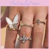 Модное кольцо из сплава с бриллиантами в виде бабочки, оптом, женские украшения