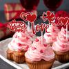 12pcs Red Heart I Love You XOXO Cake Toppers Valentines Day Cupcake Picks Wedding Engagement Birthday Party Cake Decoration