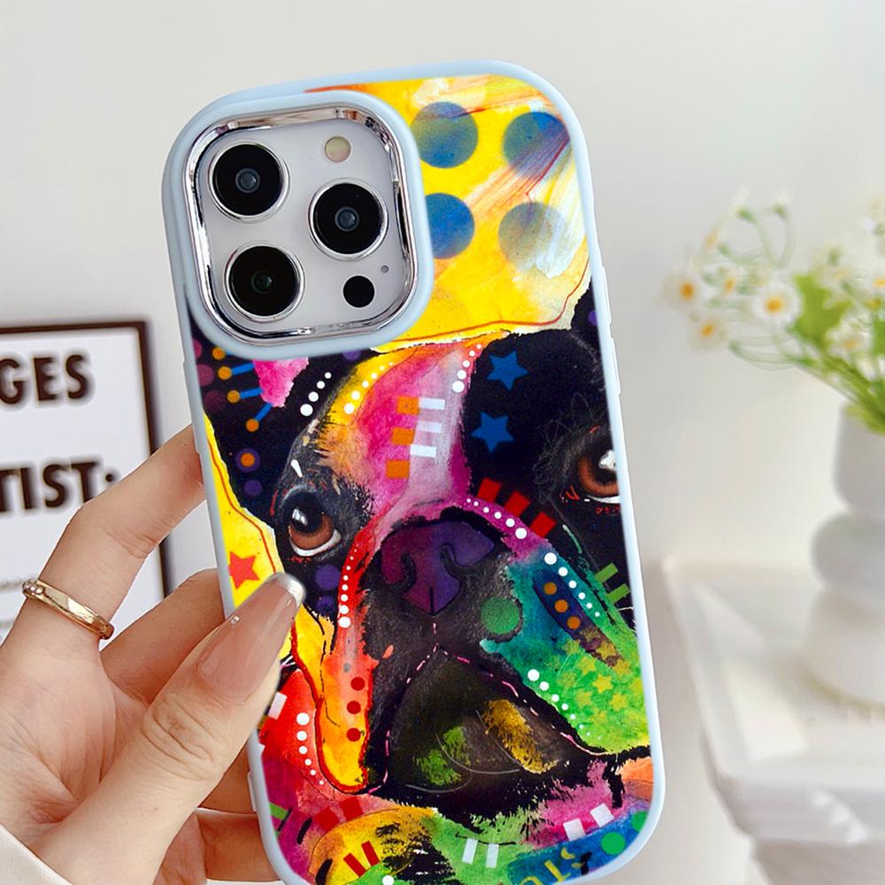 Для iPhone 13 14 15 Pro Max Samsung Galaxy A14 A15 A24 Xiaomi 13T Redmi 12C Мягкий пухлый чехол для телефона A44 Чехол из ТПУ с французским бульдогом и собакой