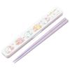 Chopsticks and Chopstick Case Set, 18cm, Silver Ion Ag+ Antibacterial, Fluffy Cat Design, Made In Japan, ABC3AG-A