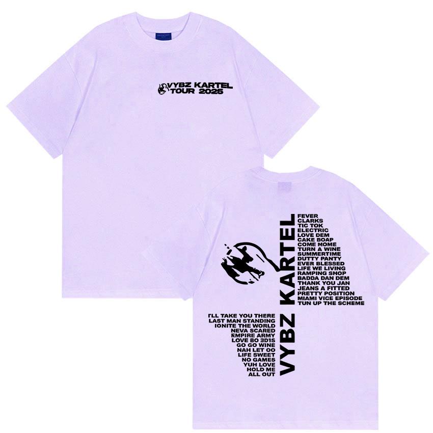 Тур рэпера Vybz Kartel 2025 Футболки с новым альбомом Мужская женская мода Футболка Харадзюку Повседневные футболки с коротким рукавом Хит продаж Уличная одежда