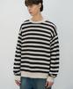 DRAW FIT Square Stripe Cotton Pullover Knit [Ivory]