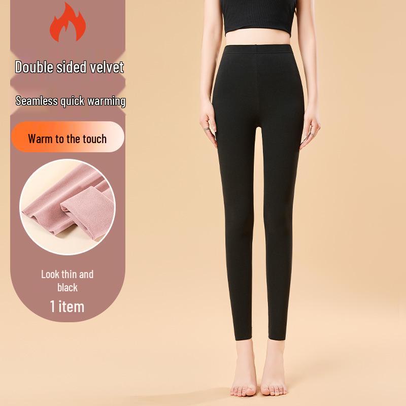 Бархатные Осенние Женские Леггинсы с Низкой Посадкой, Двусторонние, с Начесом, Теплые