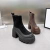Дизайнерские винтажные зимние женские ботильоны на платформе с высоким каблуком, модные короткие ботильоны с застежкой-молнией, дизайнерские ботинки Botas De Mujer