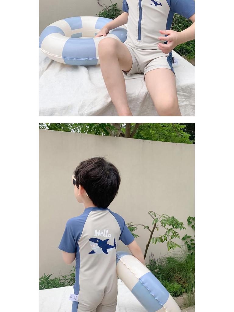 Милый детский купальник с коротким рукавом и защитой от солнца - быстросохнущий пляжный наряд для лета