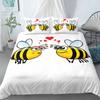 Bee Duvet Cover Set Cartoon Cute Bees Kawaii Animals Polyester Comforter Cover with Pillowcase King Queen Full Size Bedding Set