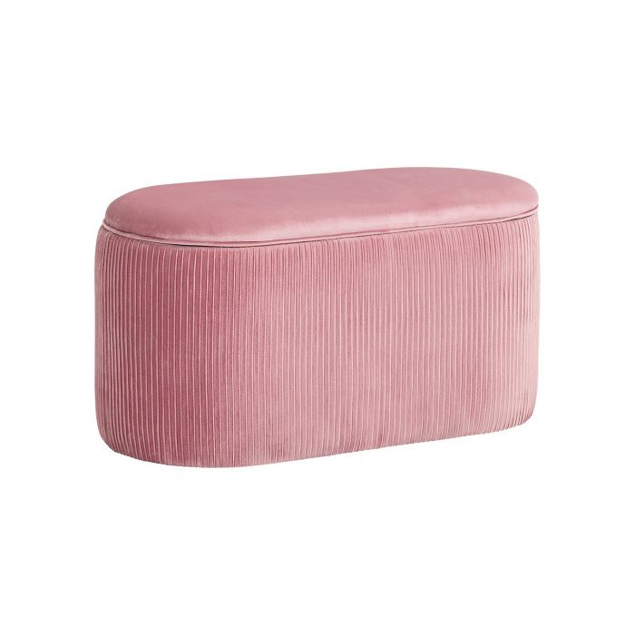 Banc Rembourré - MUVOE - Rose - 81x40x41 Cm - Rangement Intégré - Style Rétro Élégant